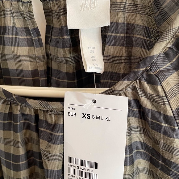 NWT H&M model-blend dress khaki green plaid - Picture 8 of 16